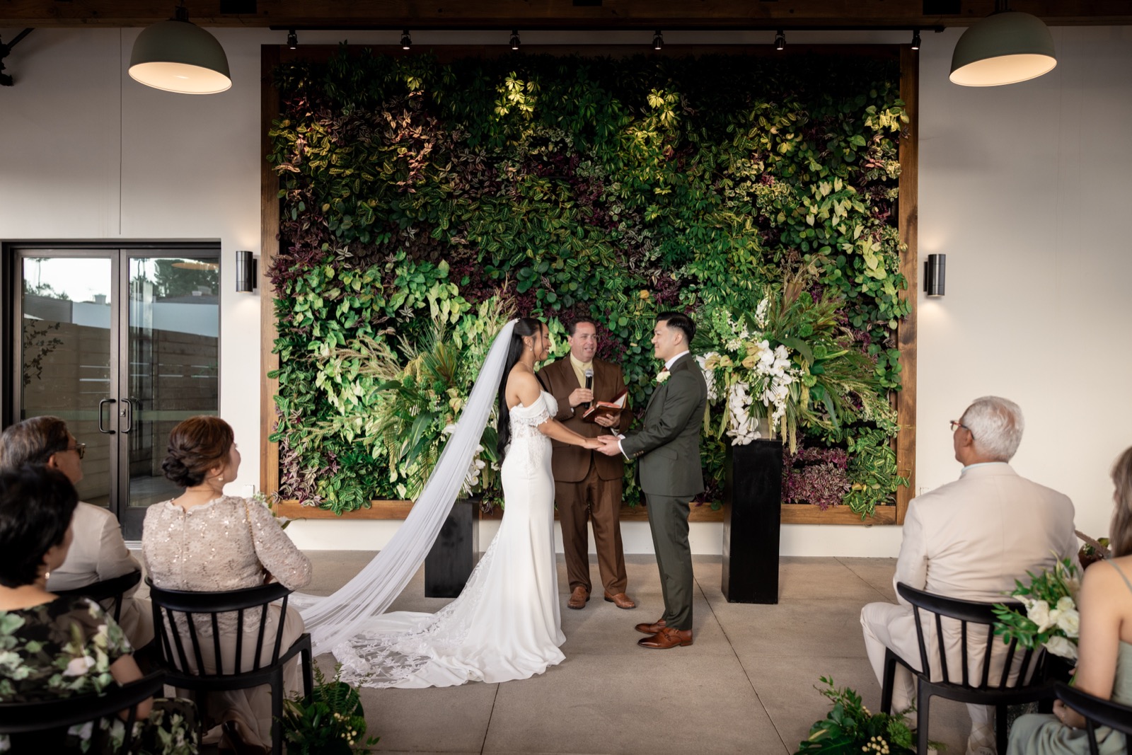 Kevin turning around and smiling during the first look at The Colony House wedding