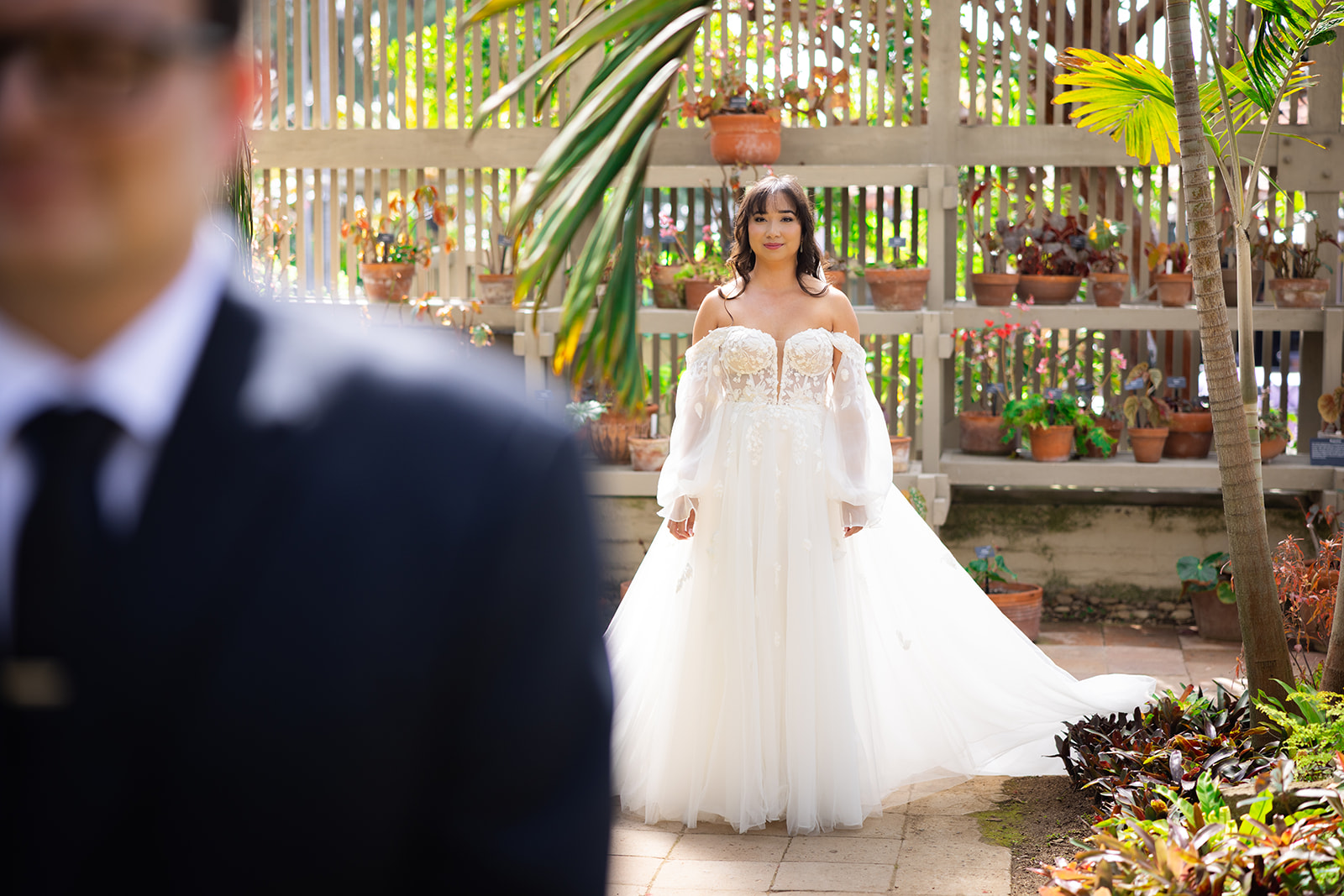 First look at Sherman Library and Gardens, Janet walking toward Ryan among the plants