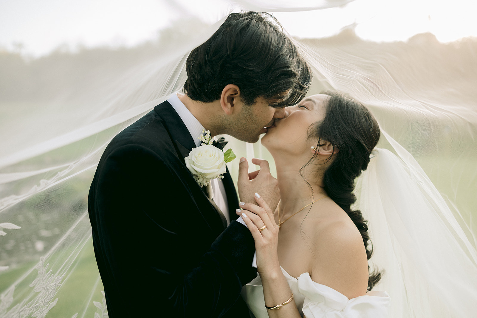 Bride and groom on the course
